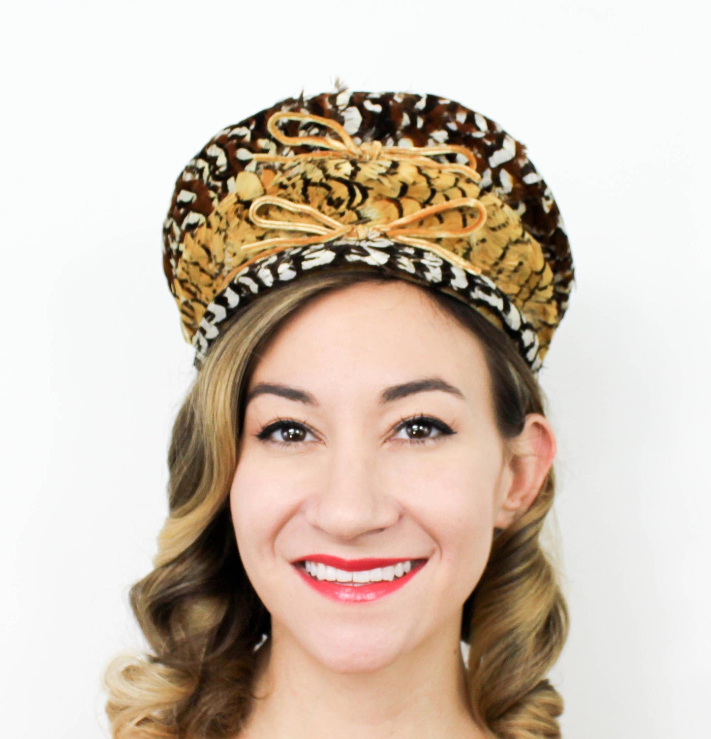 1960s Brown Quail Feather Hat Jack McConnell