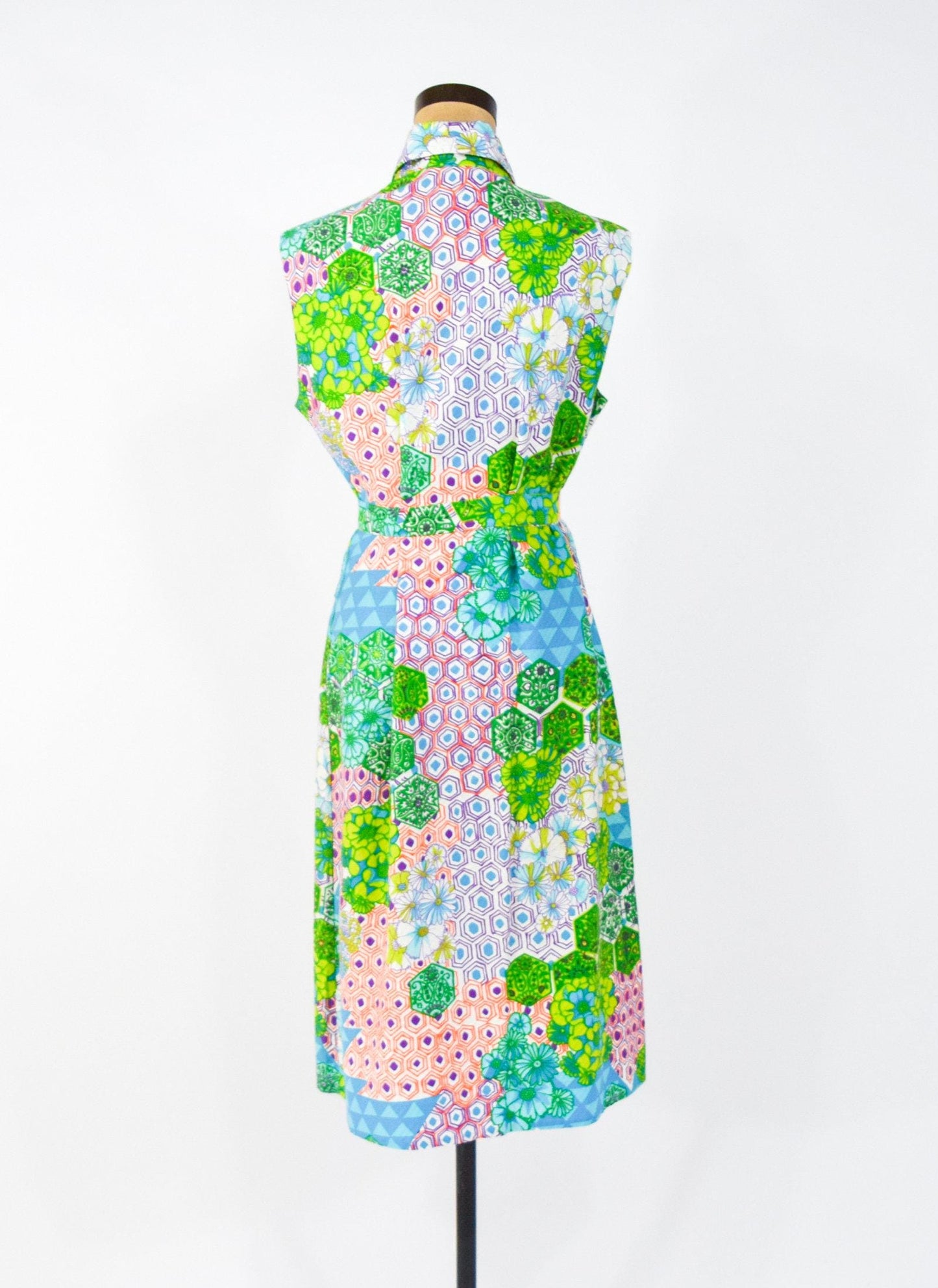 1970s Op Art Sleeveless Dress, Large