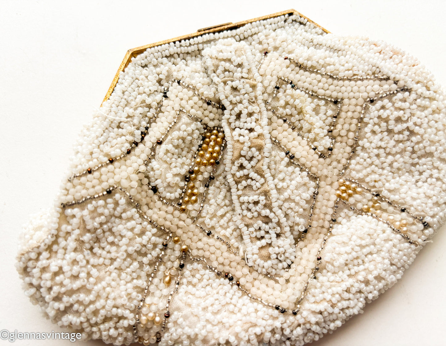 1930s White Beaded Clutch | Small Evening Bag