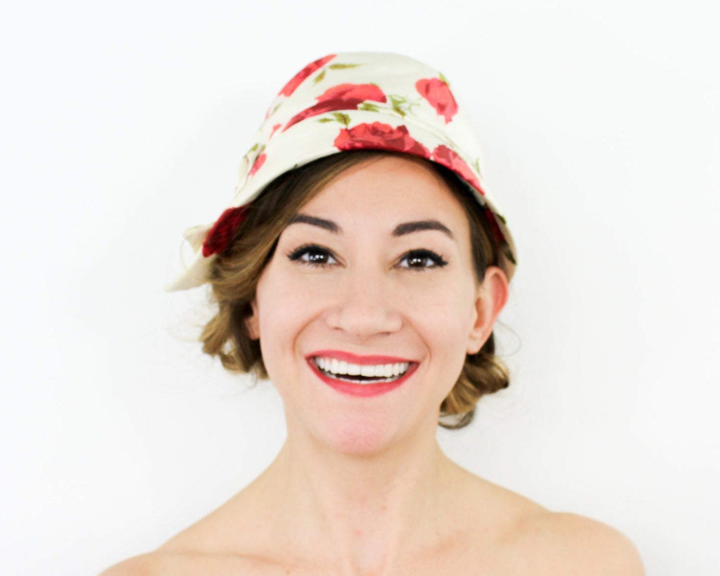 1950s White & Red Rose Silk Hat