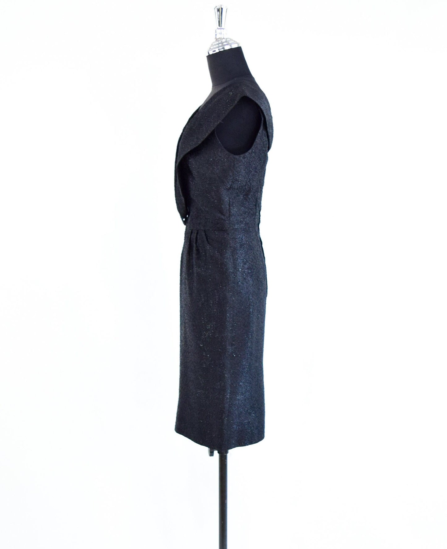 1950s Glittery Black Cocktail Dress, Small