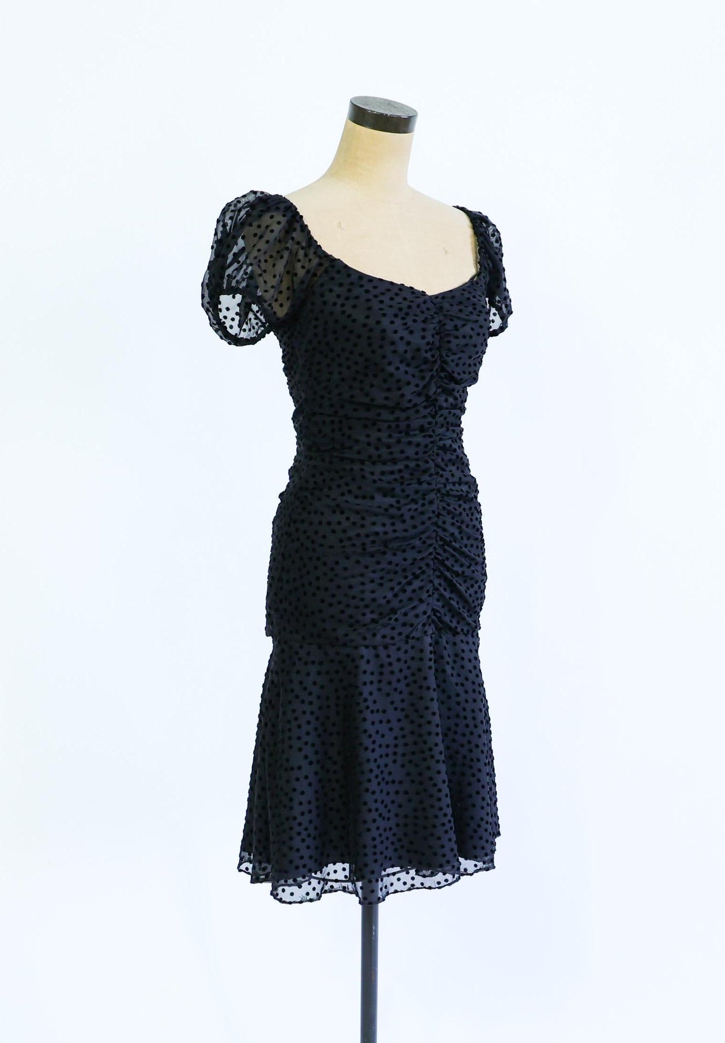 Betsey Johnson 1990s Black Polka Dot Party Dress, Small