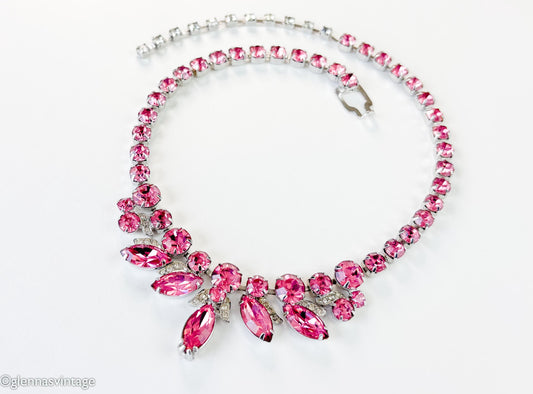 1950s Pink Rhinestone Choker Eisenberg Jewelry