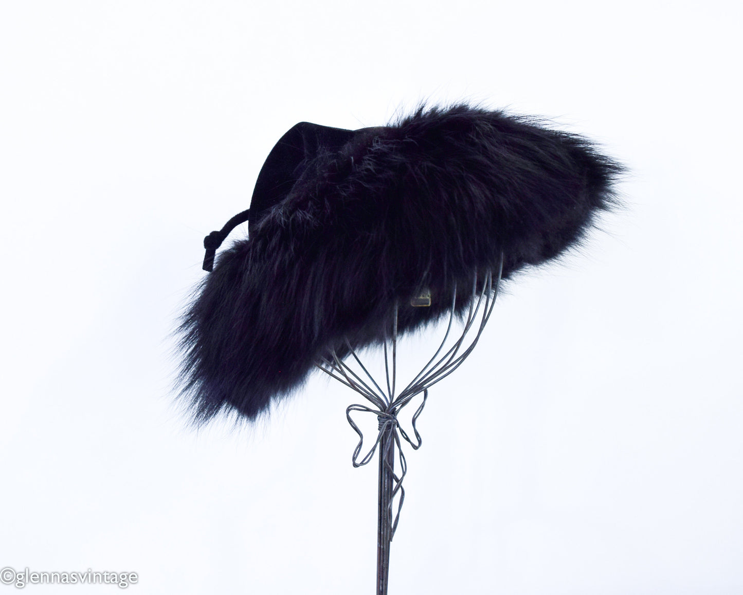 1940s Black Wool Velour Hat, Made in France