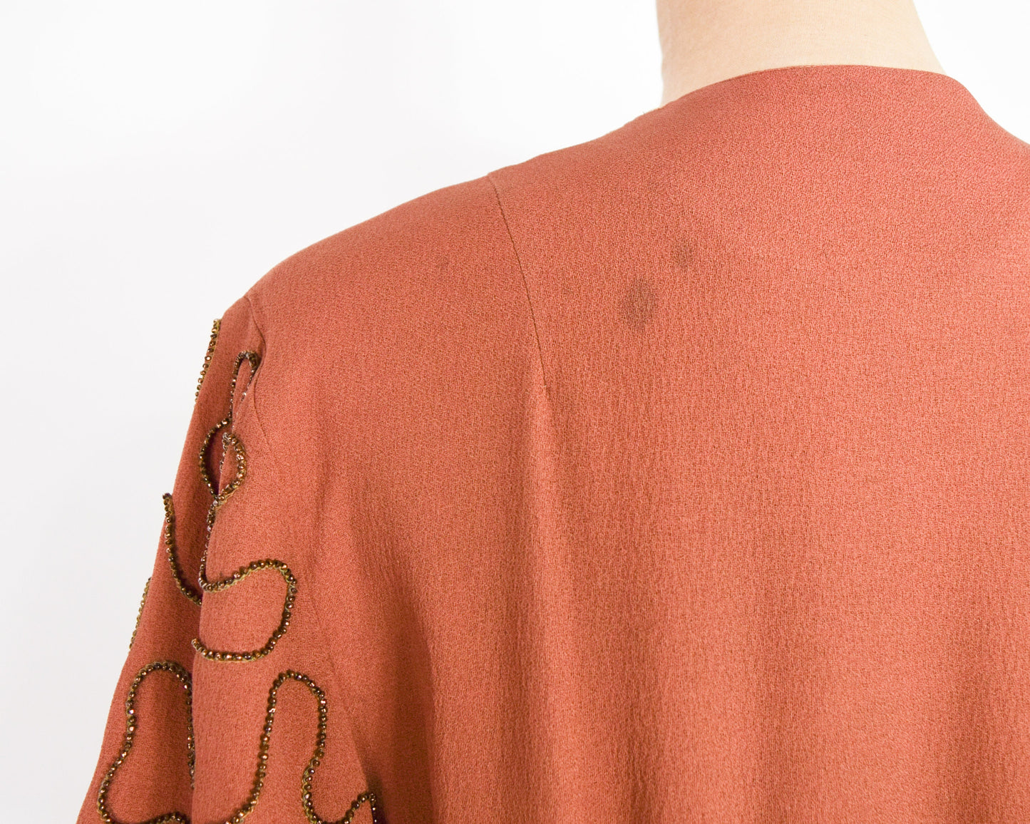 1940s Copper Beaded Evening Dress | 40s Orange Beaded Evening Gown | Old Hollywood | Large