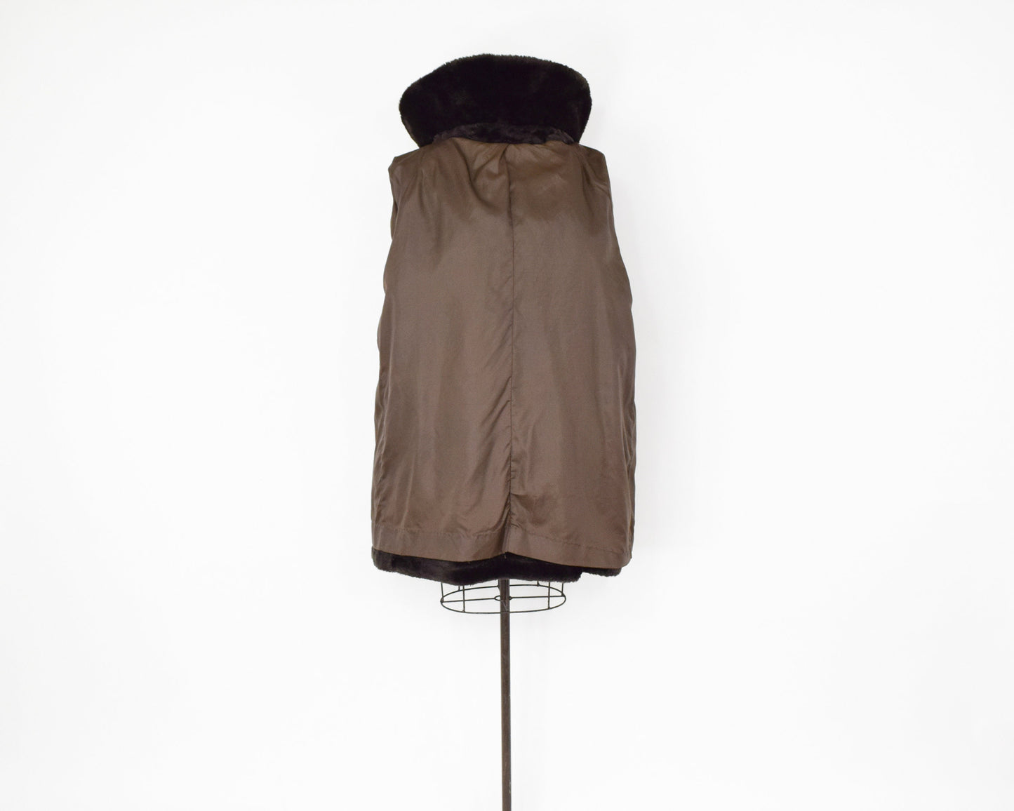 1960s Mod Dark Brown Faux Fur Coat, XXL 50" Bust