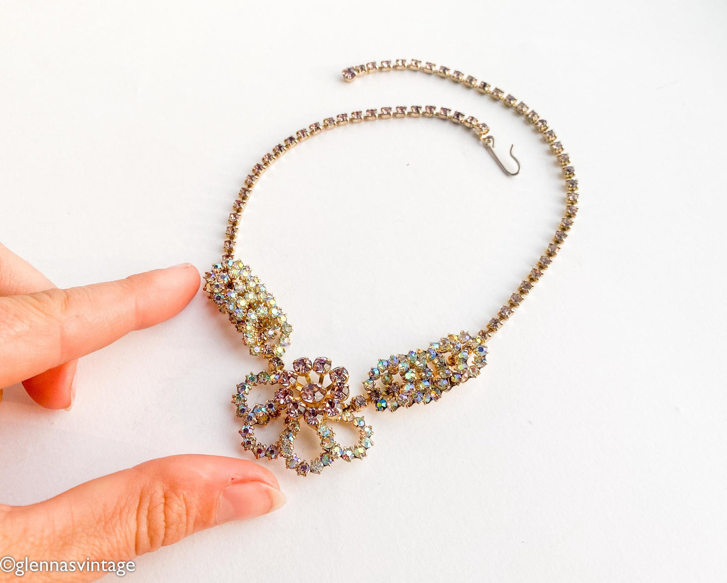 1950s Rhinestone Evening Necklace l 50s Rhinestone Choker