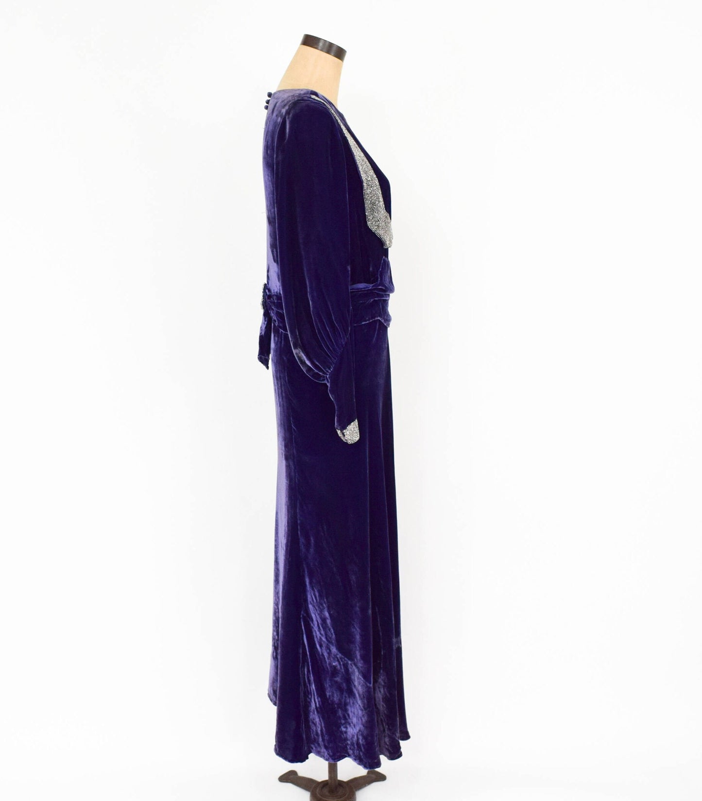 1900s Purple Silk Velvet Gown | Purple Beaded Evening Gown | Turn of the Century  | Downton Abbey | Medium Large
