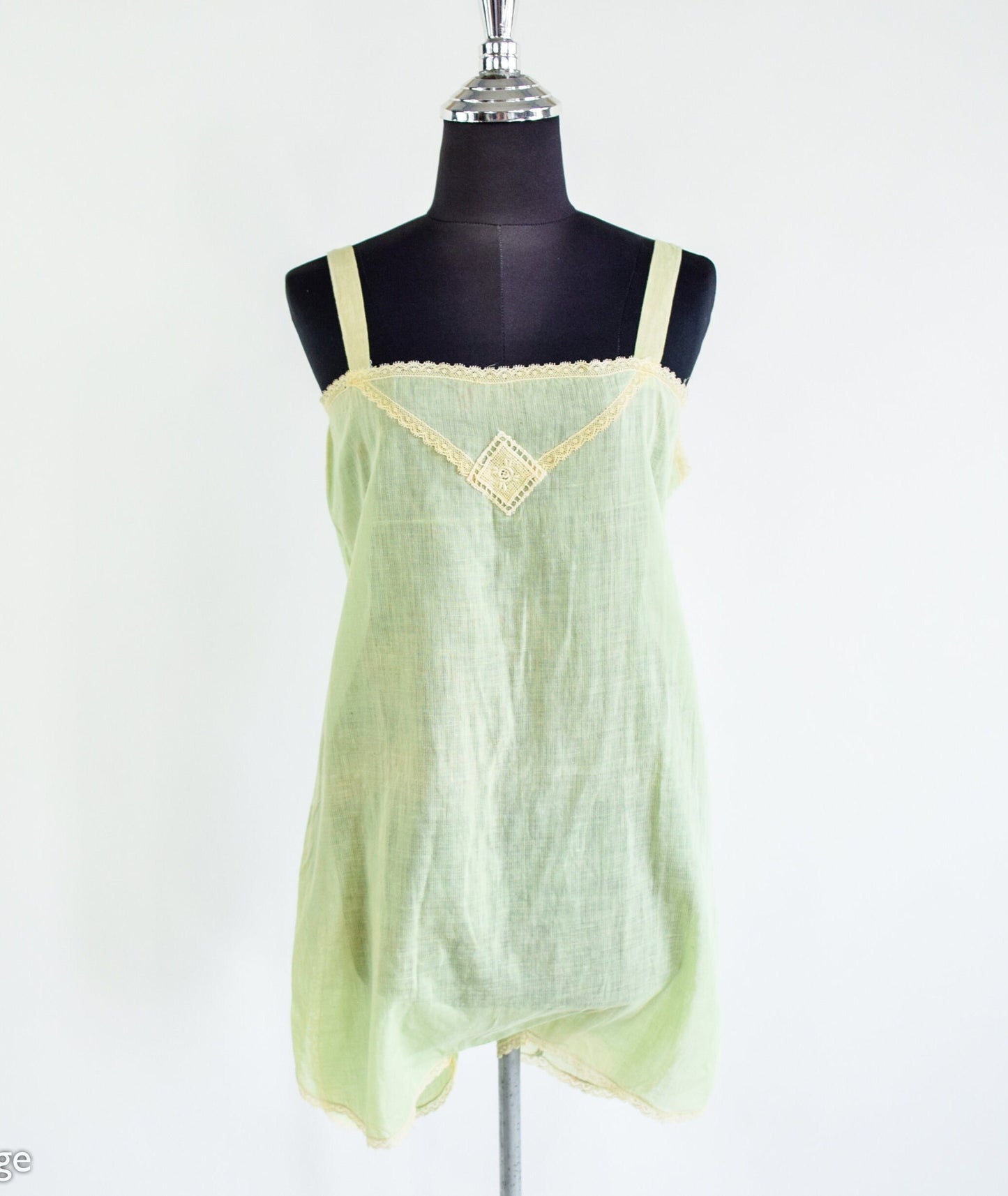 1920s Mint Green Cotton Romper Lingerie, Medium