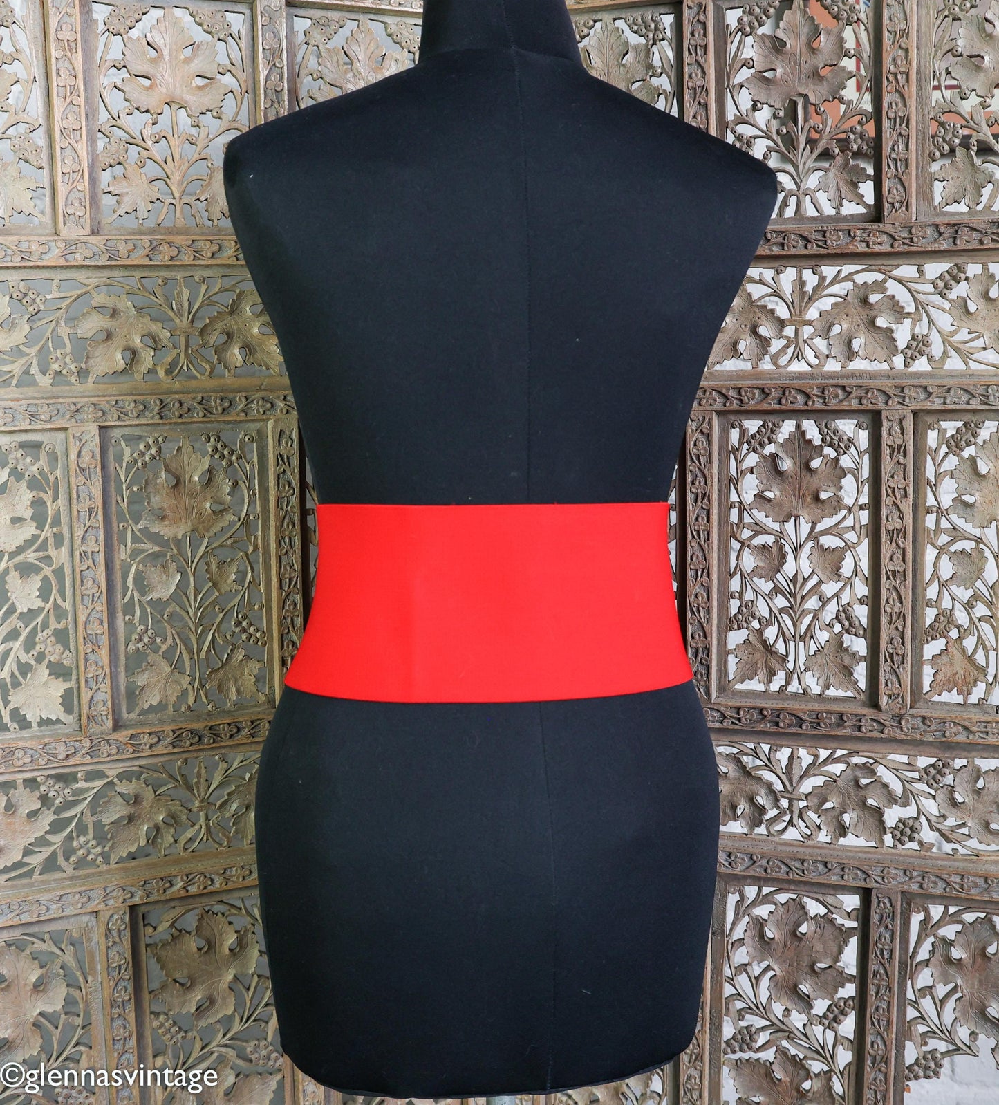 1980s Red Elastic Wide Belt
