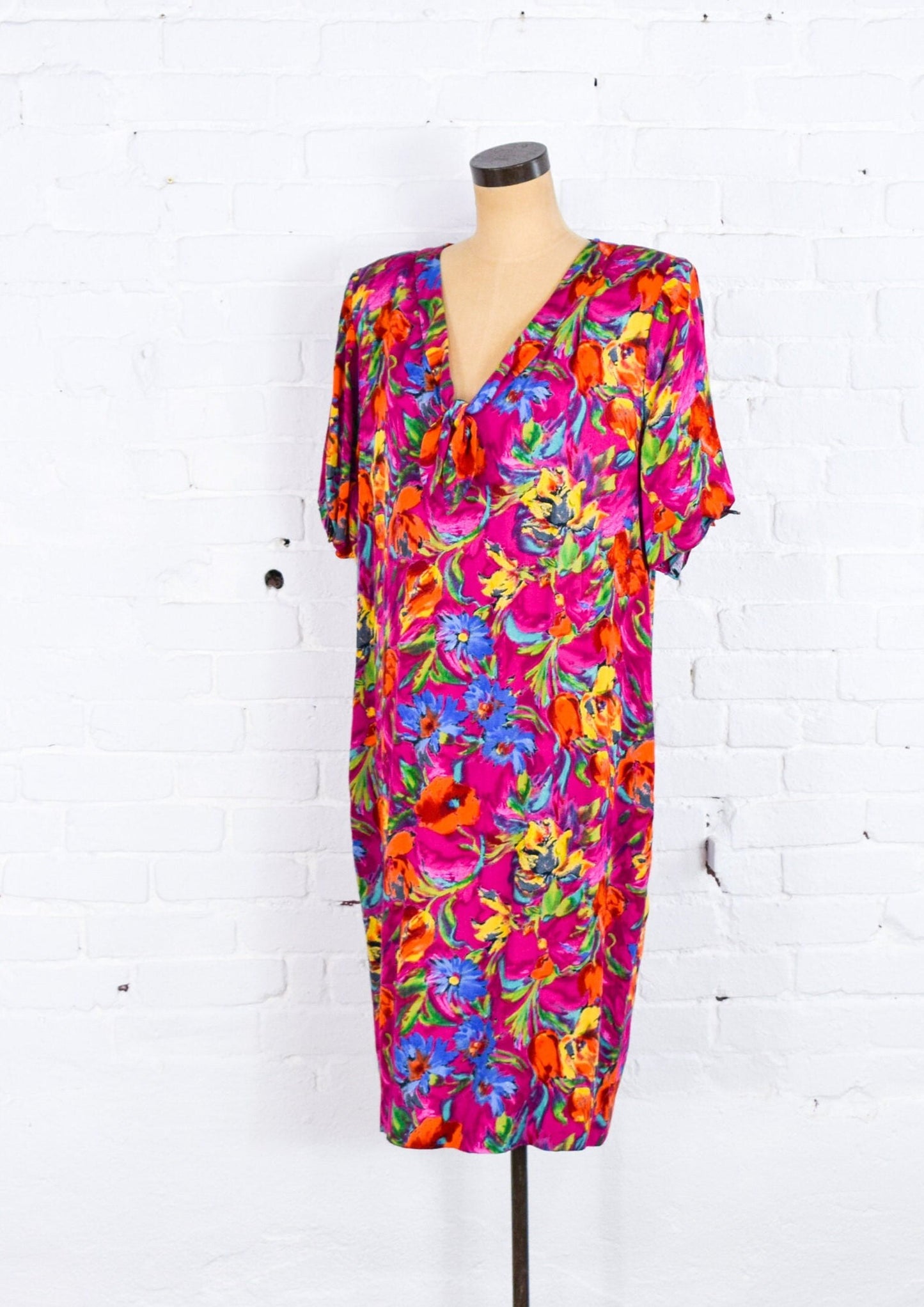 1980s Ungaro Pink Floral Shift Dress, Large