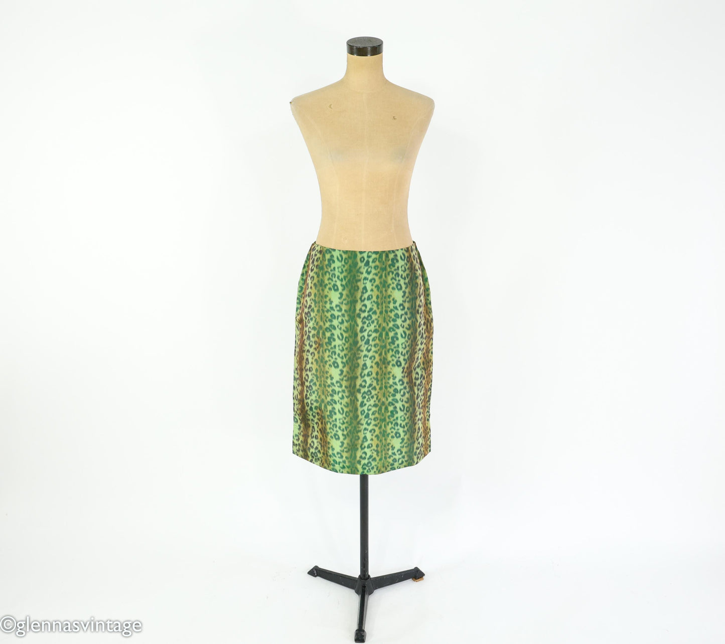1990s Green Animal Print Skirt | Green Pencil Skirt, Medium