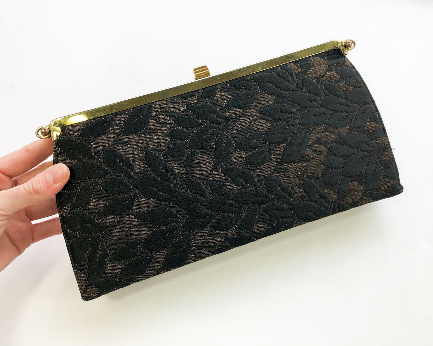 1960s Black Floral Convertible Purse Handbag