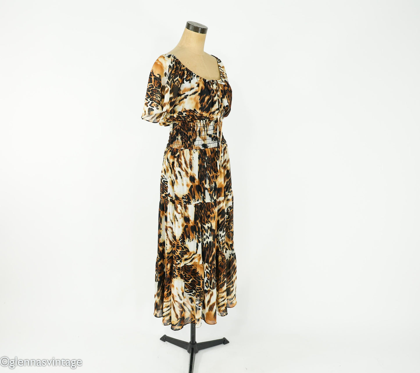 1980s Leopard Animal Print Maxi Dress, Medium