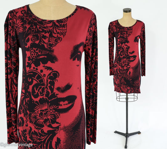 1990s Marilyn Monroe Dress | Desigual Red Graphic Shift, Medium