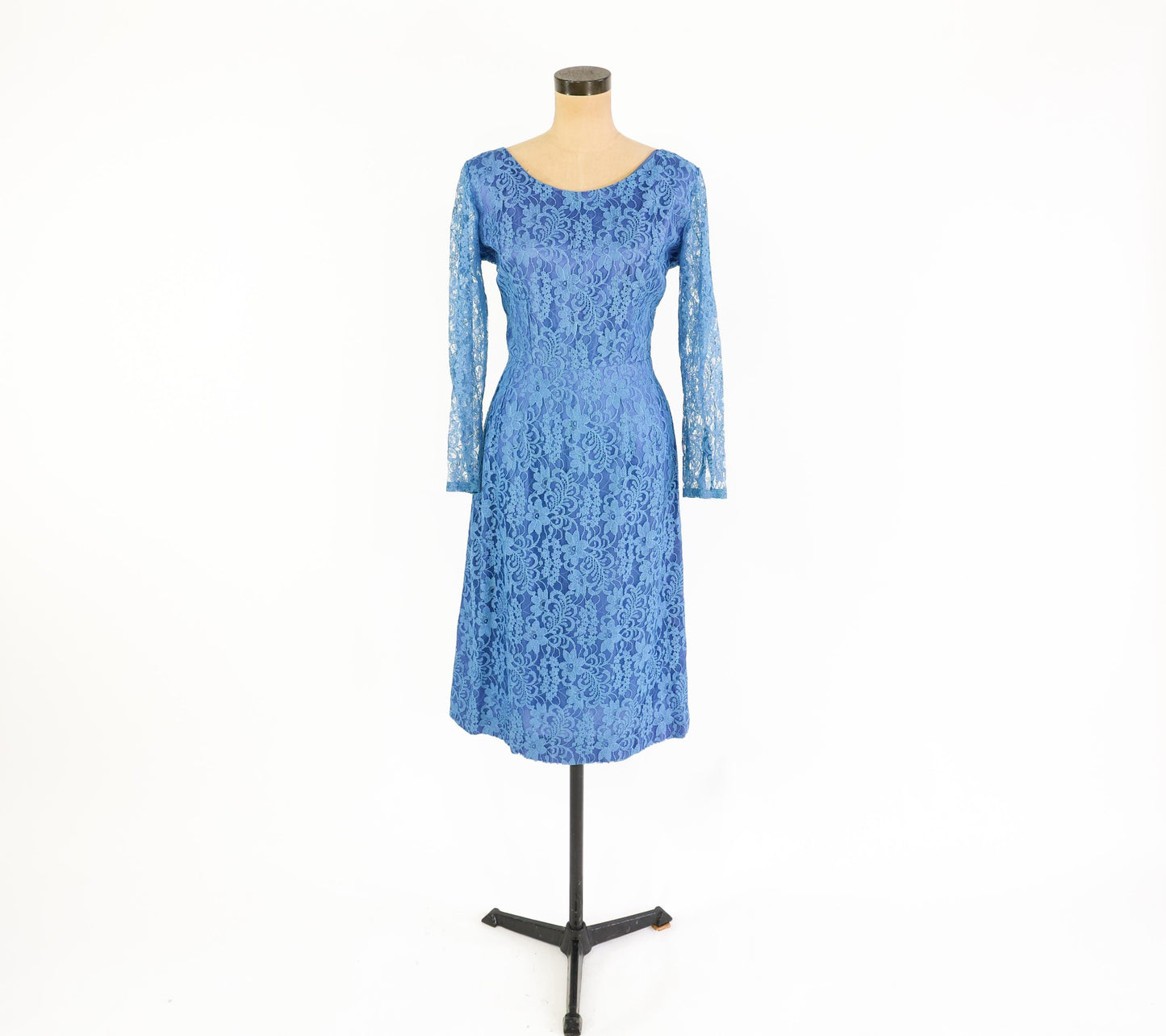 1950s Blue Lace Cocktail Dress, Medium