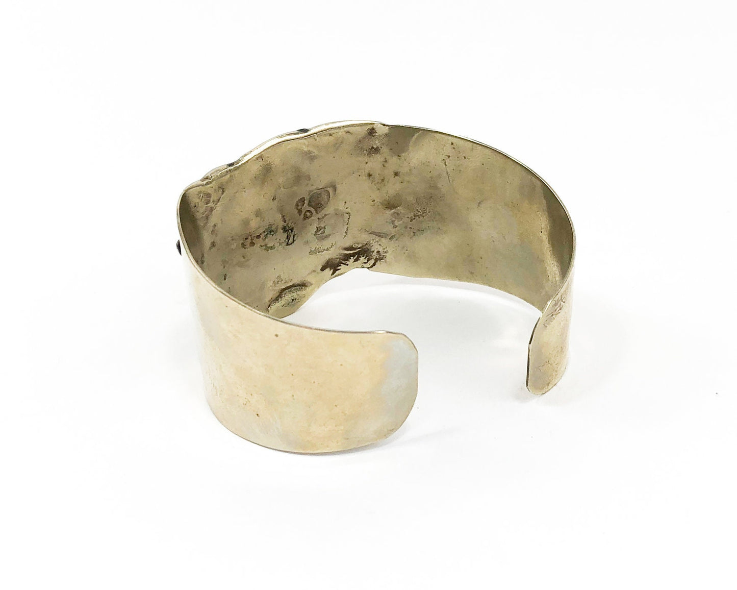 1960s Turquoise Nugget Silver Bracelet | 60s Alpaca Silver Cuff