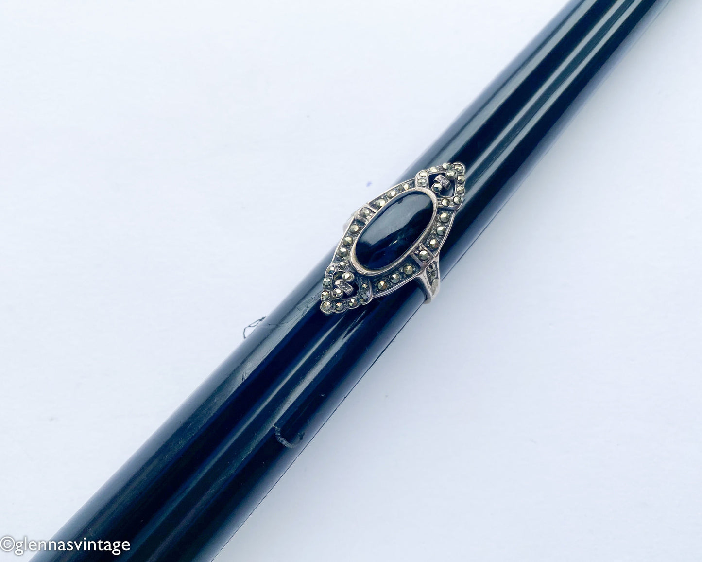1960s Sterling Silver Marcasite Statement Ring | 7 1/2