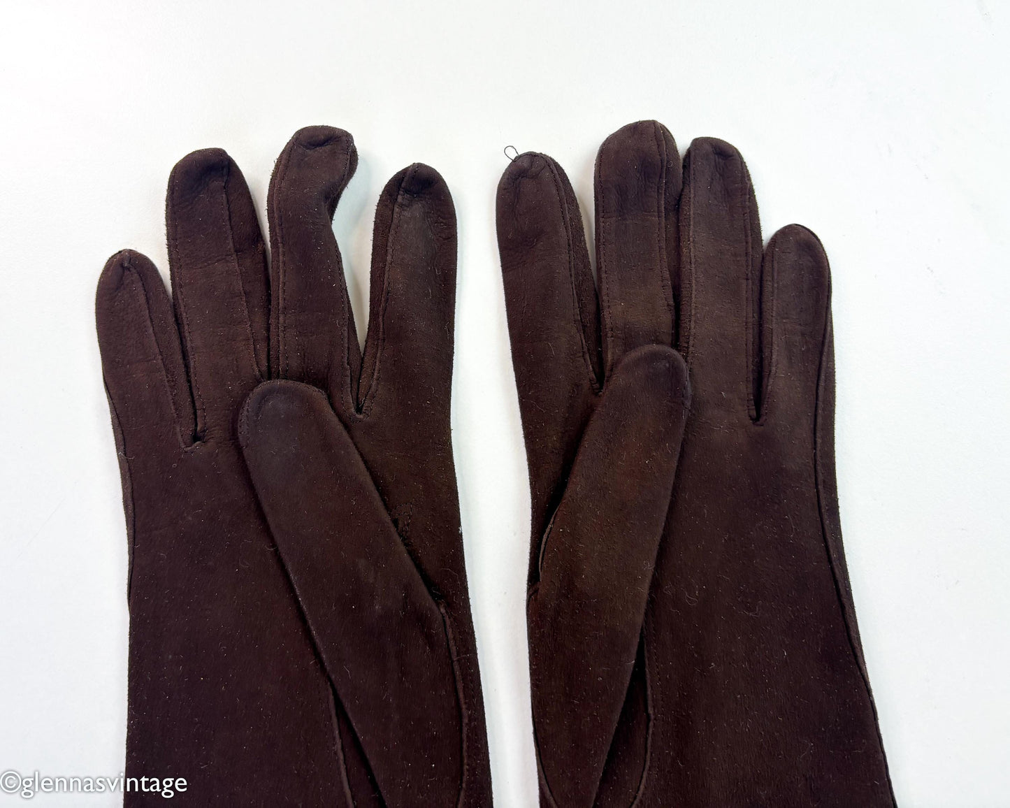 1950s Brown Suede Gloves, Size 6.5