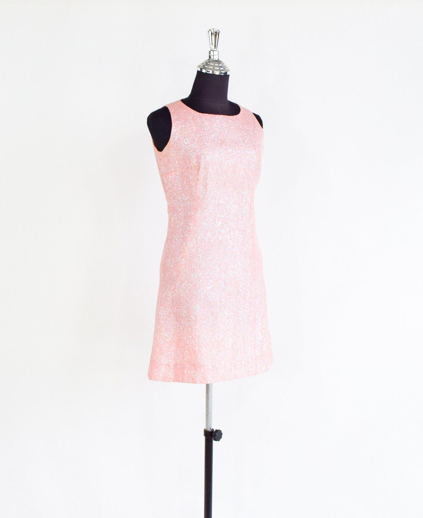 1960s Metallic Pink Mini Dress | 60s Bubblegum Pink Shift Dress | Twiggy Dress | XS