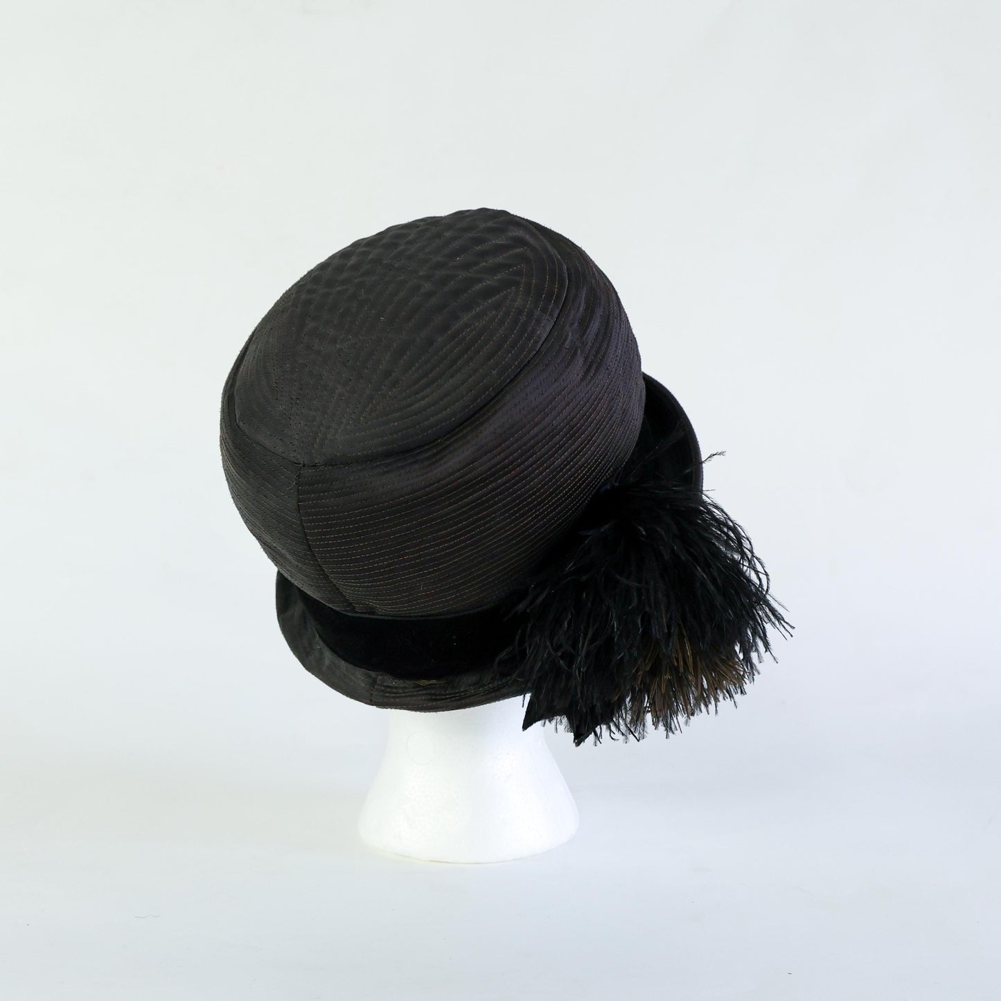 1960s Mr. Glenn Black Satin Feather Hat