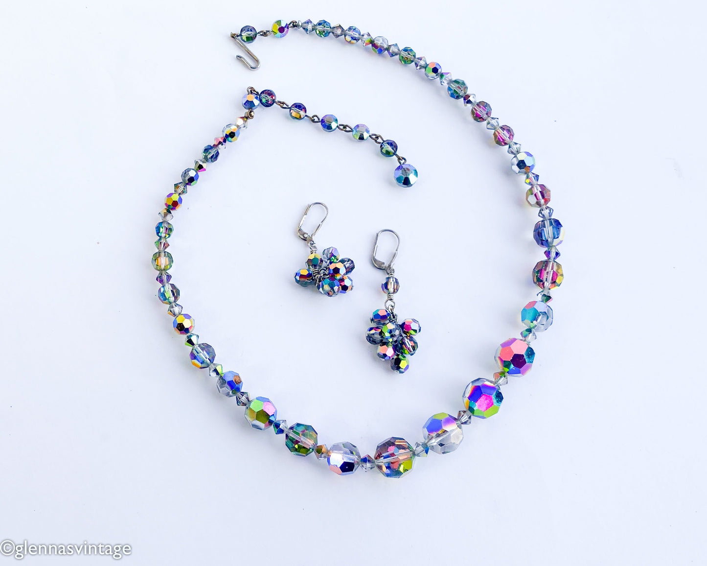 1960s Aurora Borealis Crystal Beaded Necklace Set