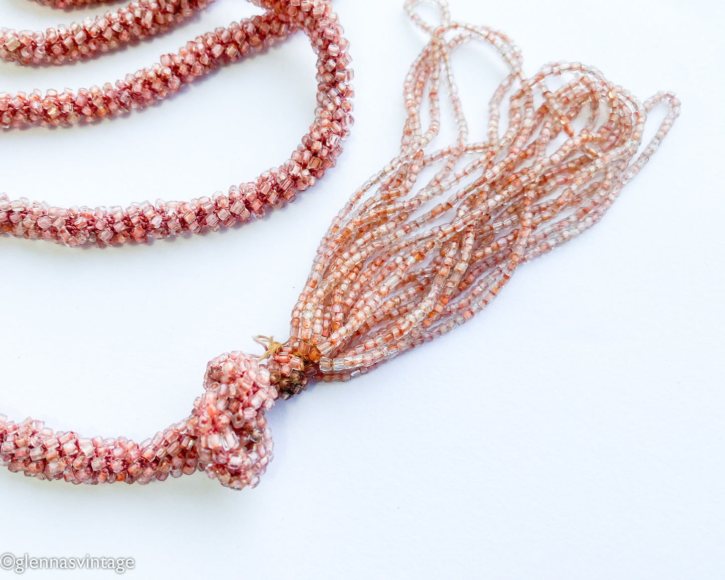 1920s  Pink Glass Bead Necklace | 20s Pink Beads Lariat Necklace | Flapper | Downton Abby | Gatsby