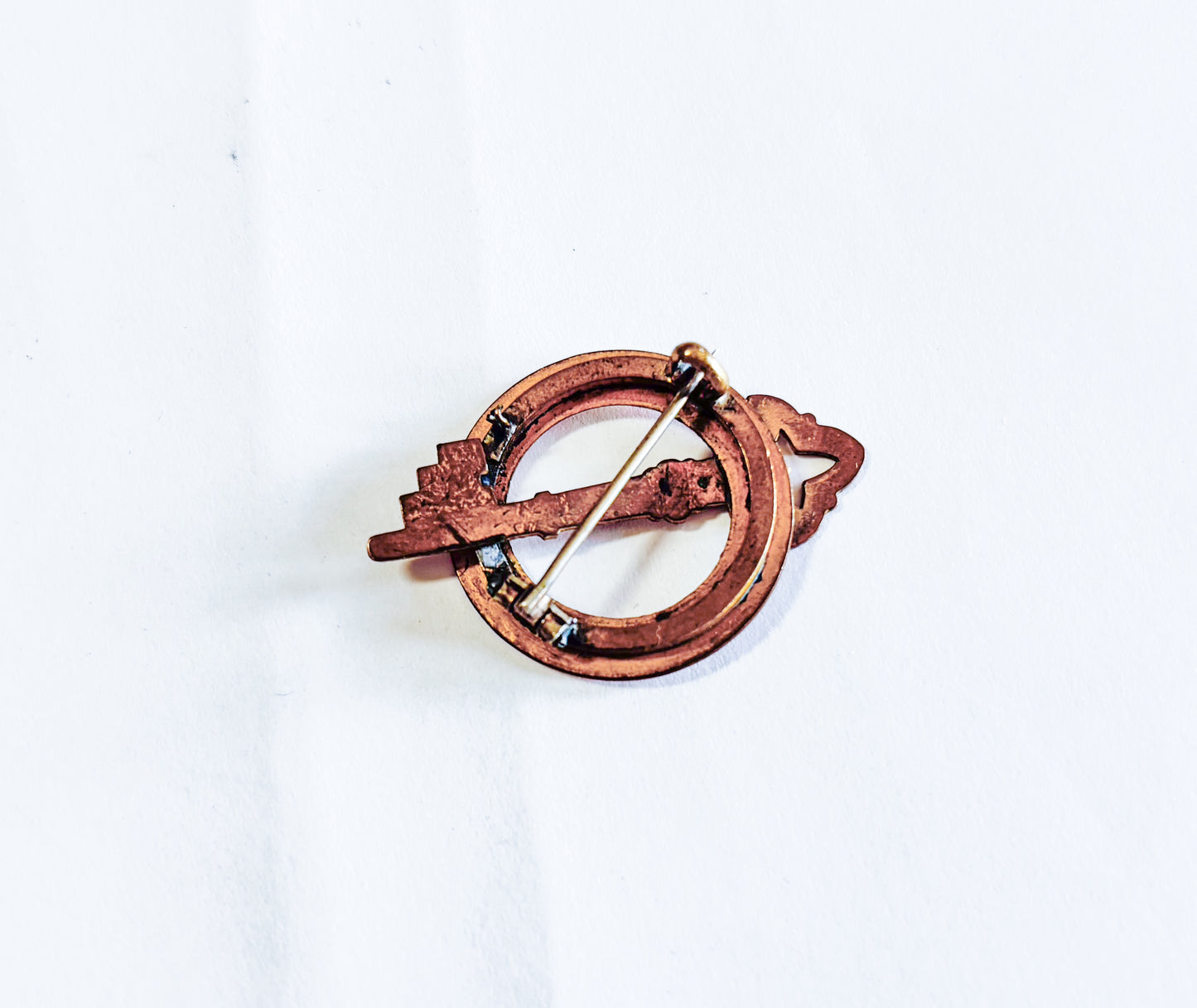 1900s Celtic Tara Brooch, Antique Gold Engraved Ring Pin