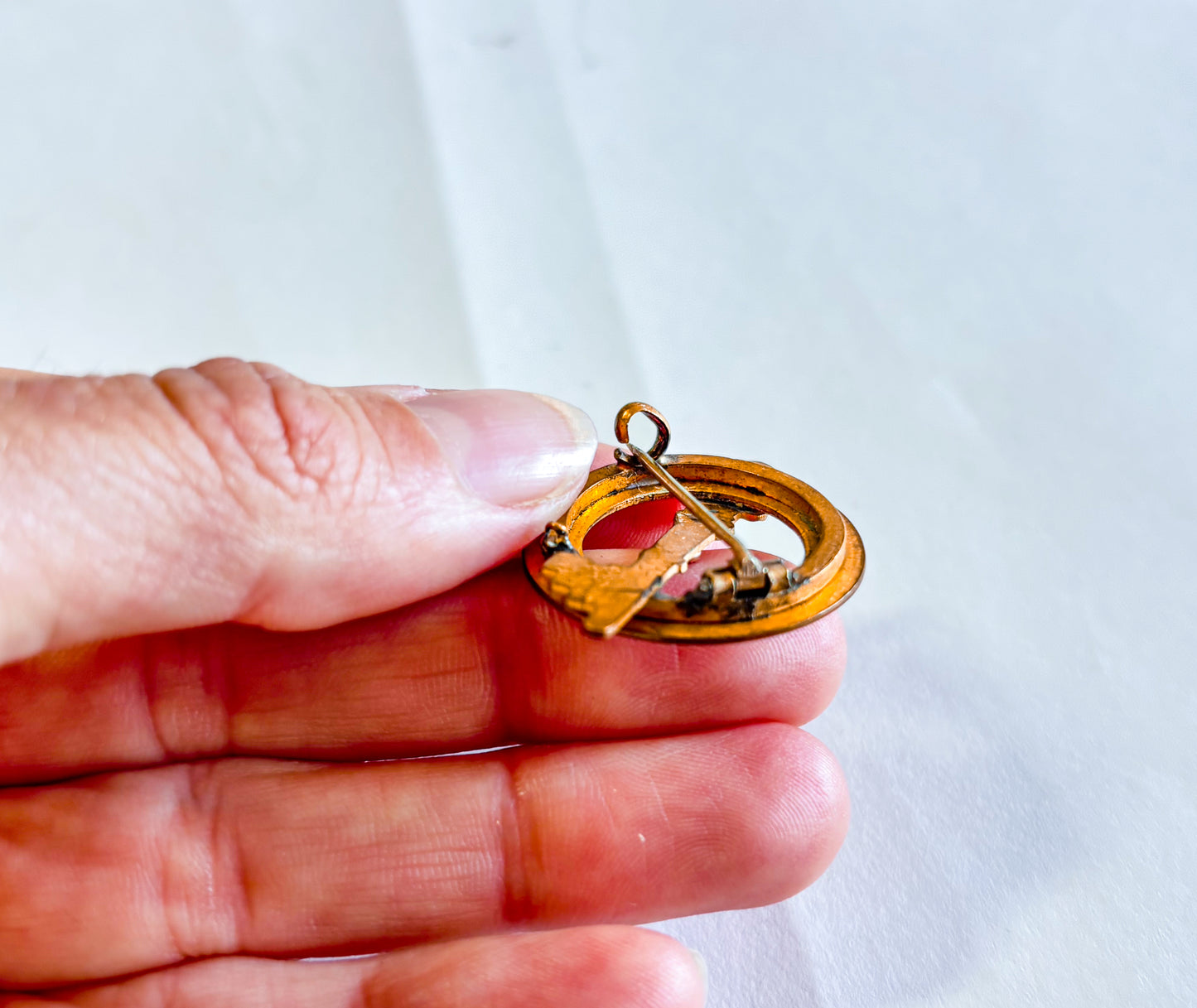 1900s Celtic Tara Brooch, Antique Gold Engraved Ring Pin