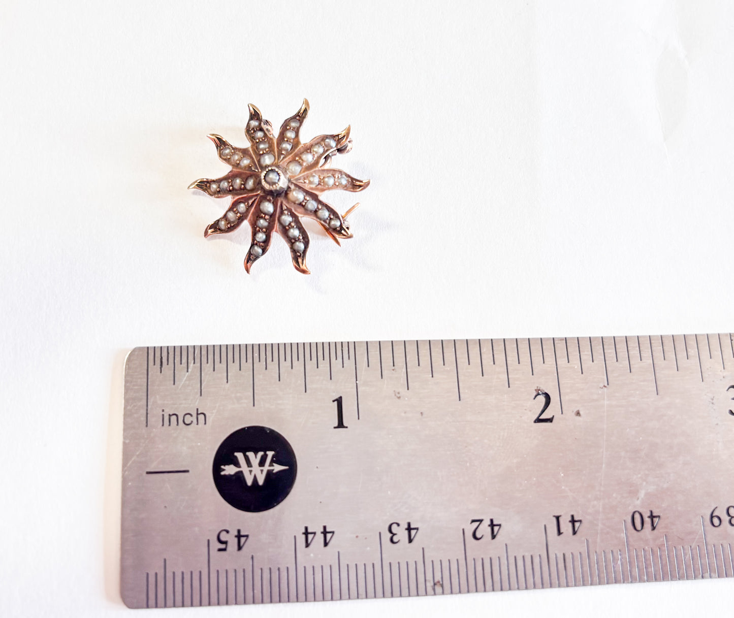 1900s Victorian Seed Pearl Brooch | Antique Starburst Brooch Pendant