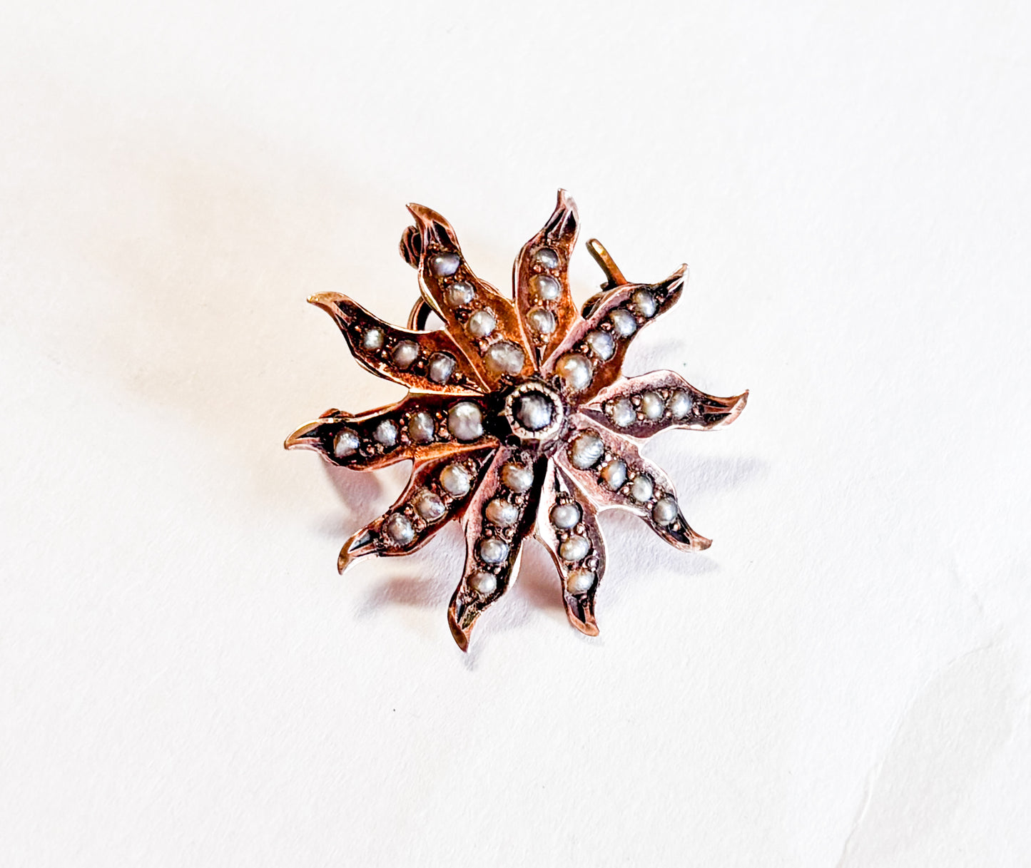 1900s Victorian Seed Pearl Brooch | Antique Starburst Brooch Pendant