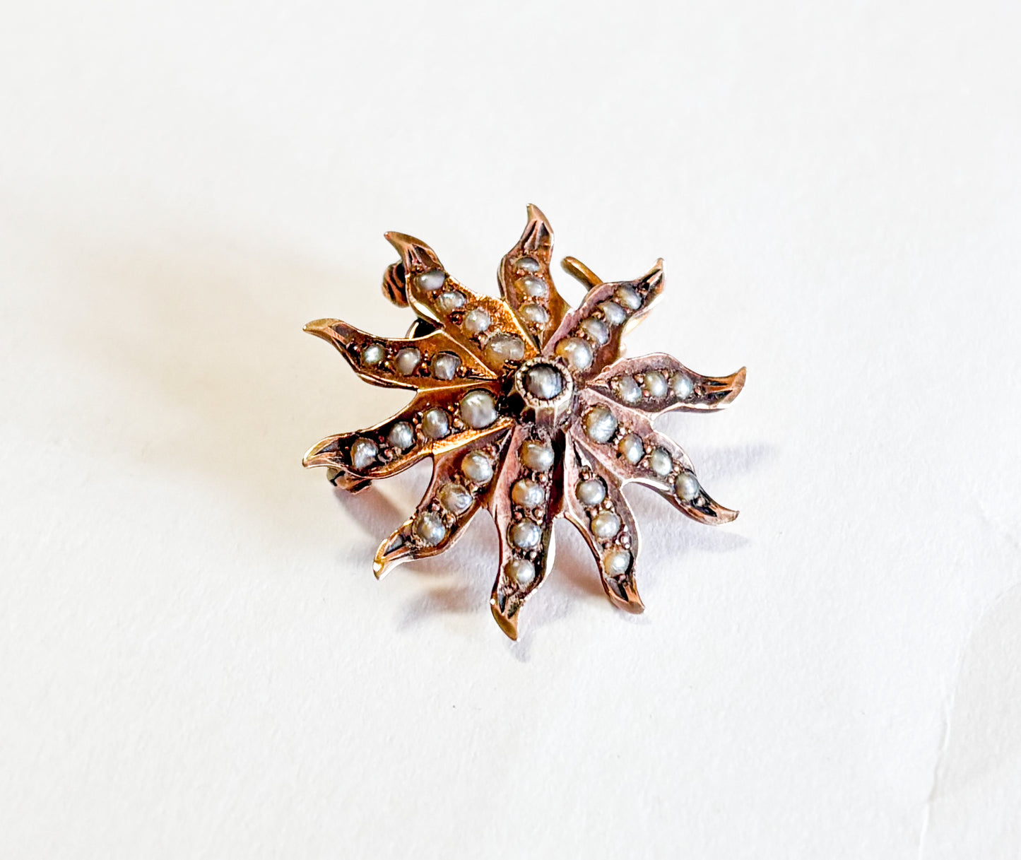 1900s Victorian Seed Pearl Brooch | Antique Starburst Brooch Pendant