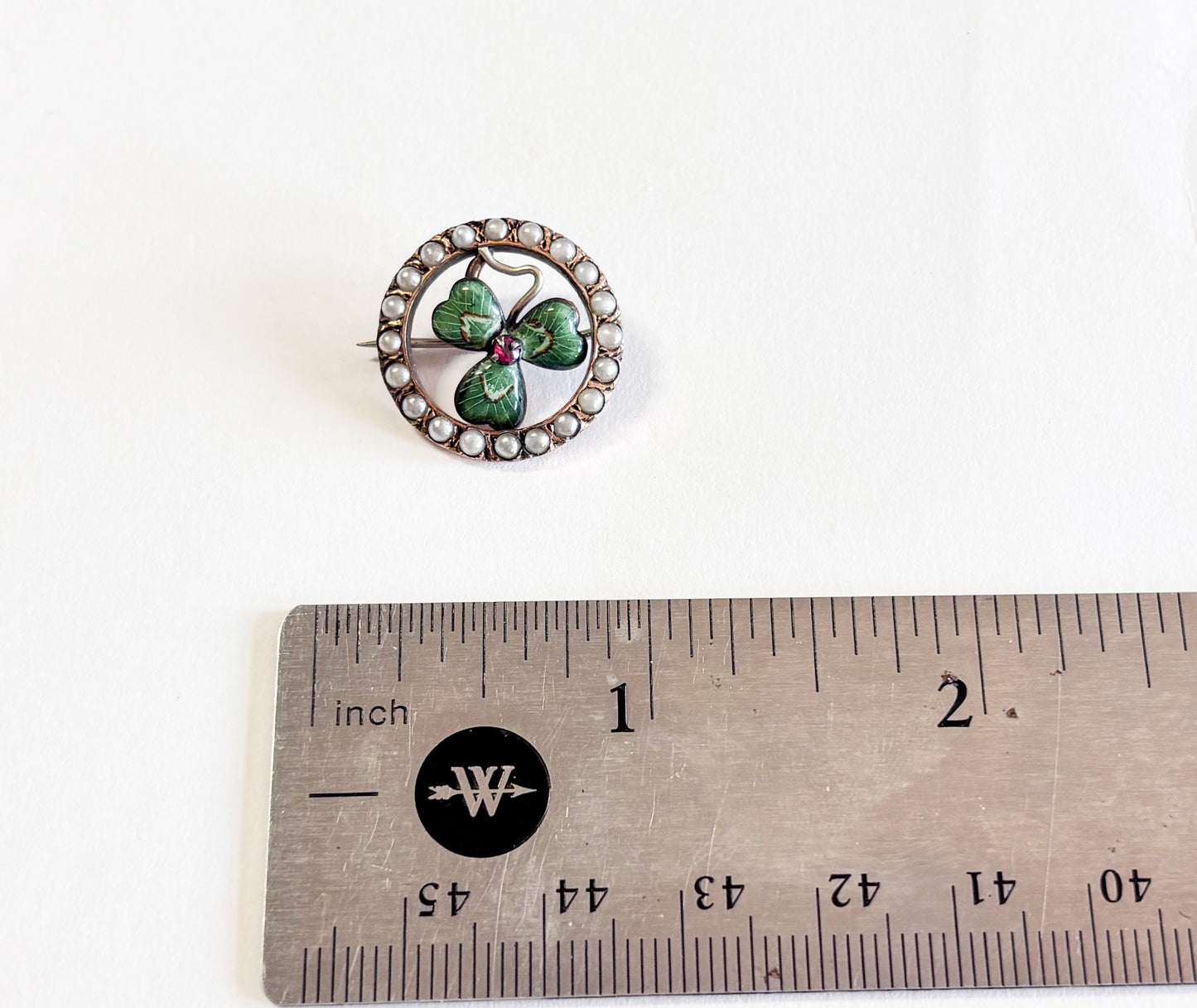 1900s Antique Victorian Shamrock Brooch | Art Nouveau Shamrock Pin