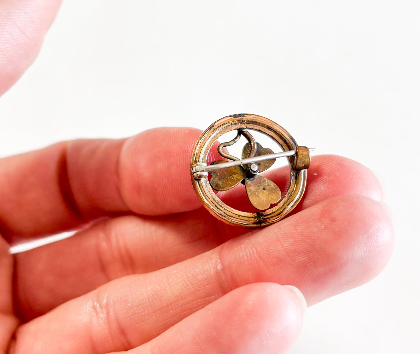1900s Antique Victorian Shamrock Brooch | Art Nouveau Shamrock Pin