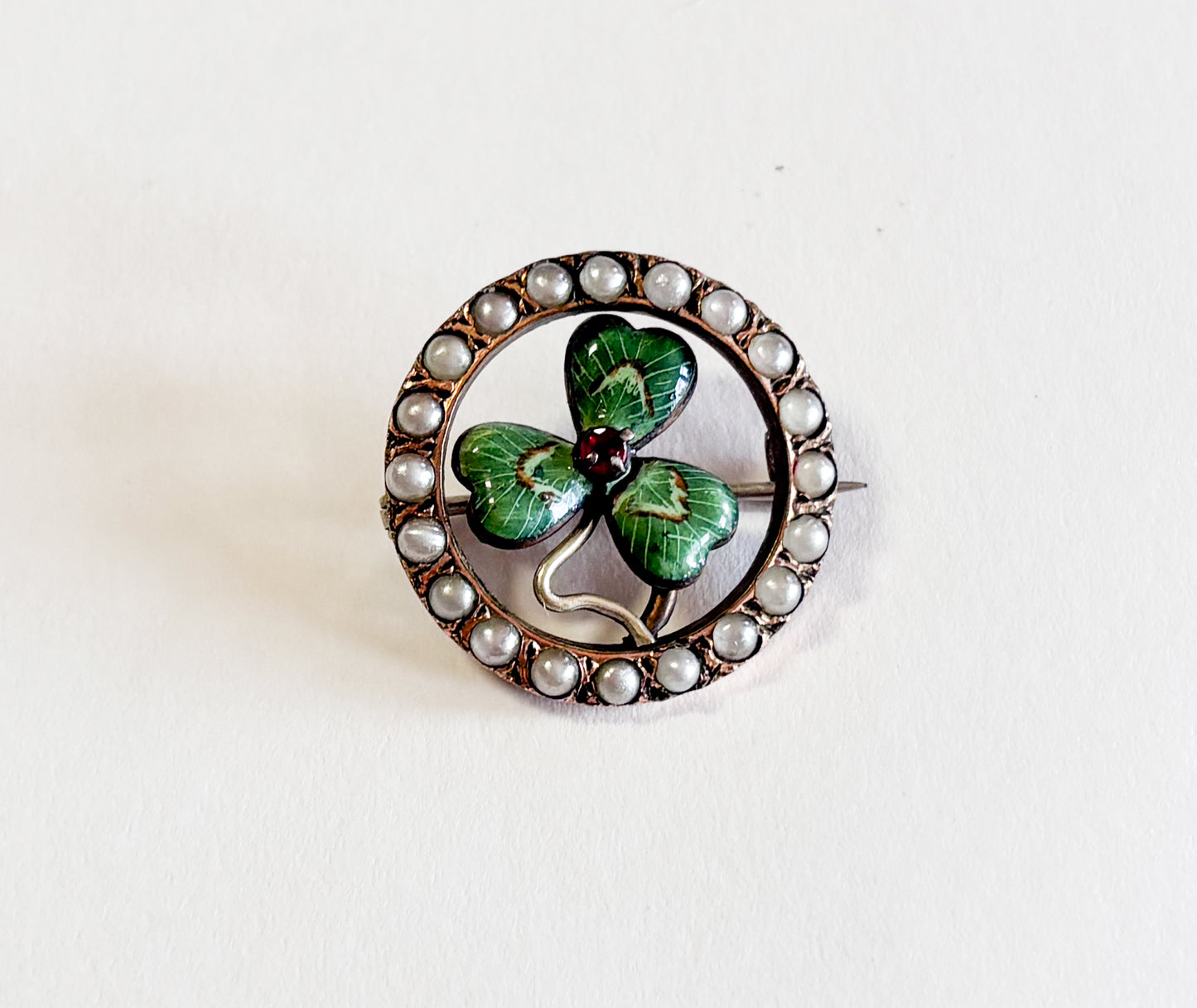 1900s Antique Victorian Shamrock Brooch | Art Nouveau Shamrock Pin