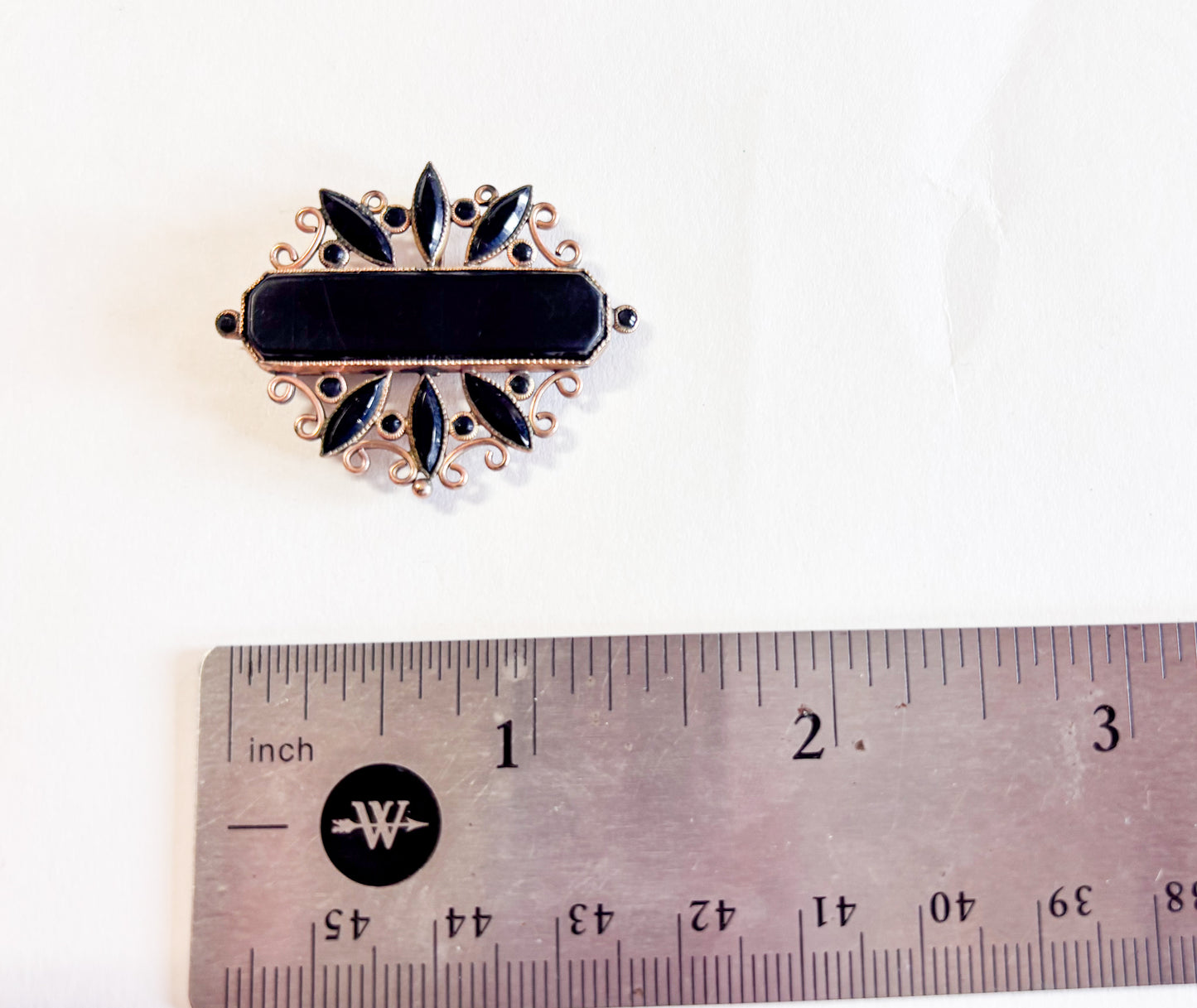 1900s Victorian Antique Brooch | Antique Black Glass Mourning Brooch Pendant