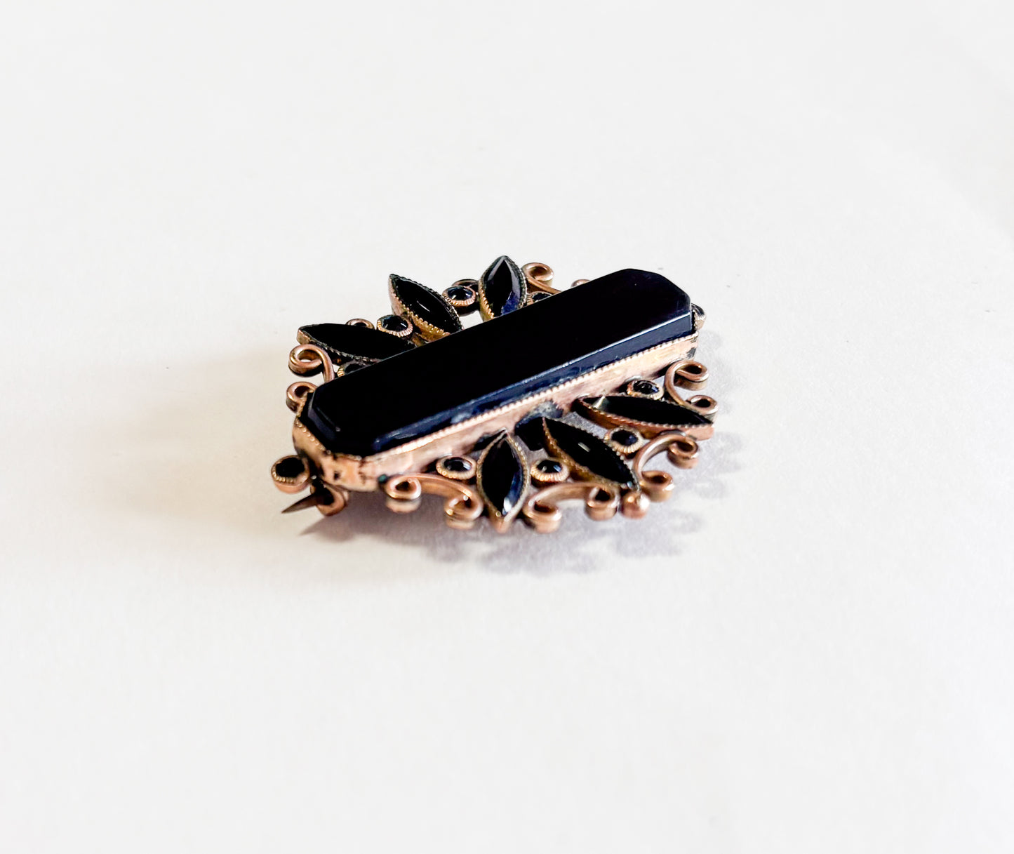 1900s Victorian Antique Brooch | Antique Black Glass Mourning Brooch Pendant