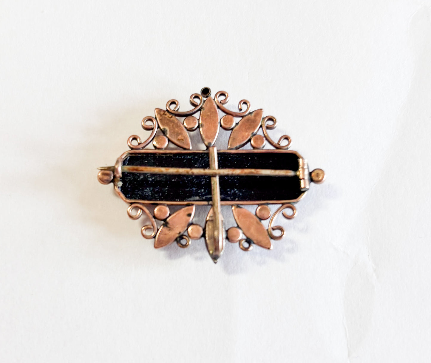 1900s Victorian Antique Brooch | Antique Black Glass Mourning Brooch Pendant
