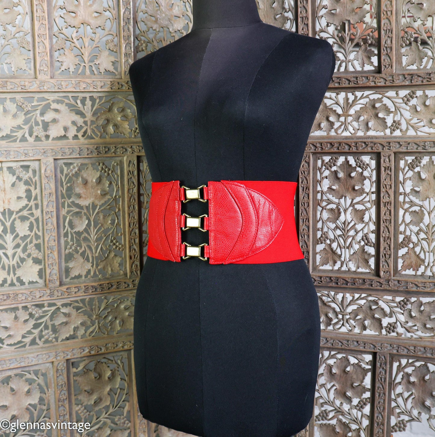 1980s Red Elastic Wide Belt