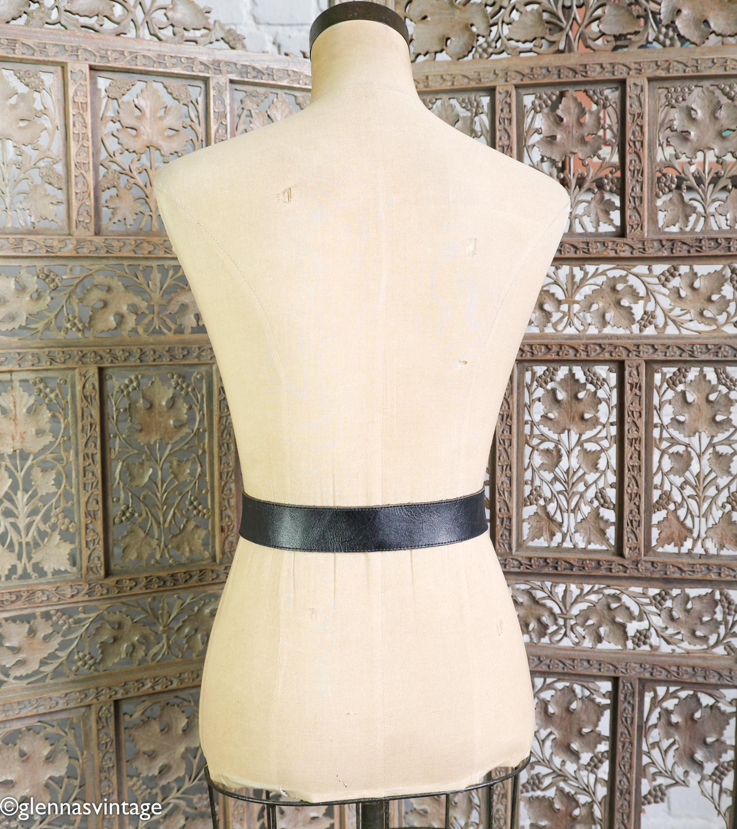 1950s Black Leather Scalloped Belt