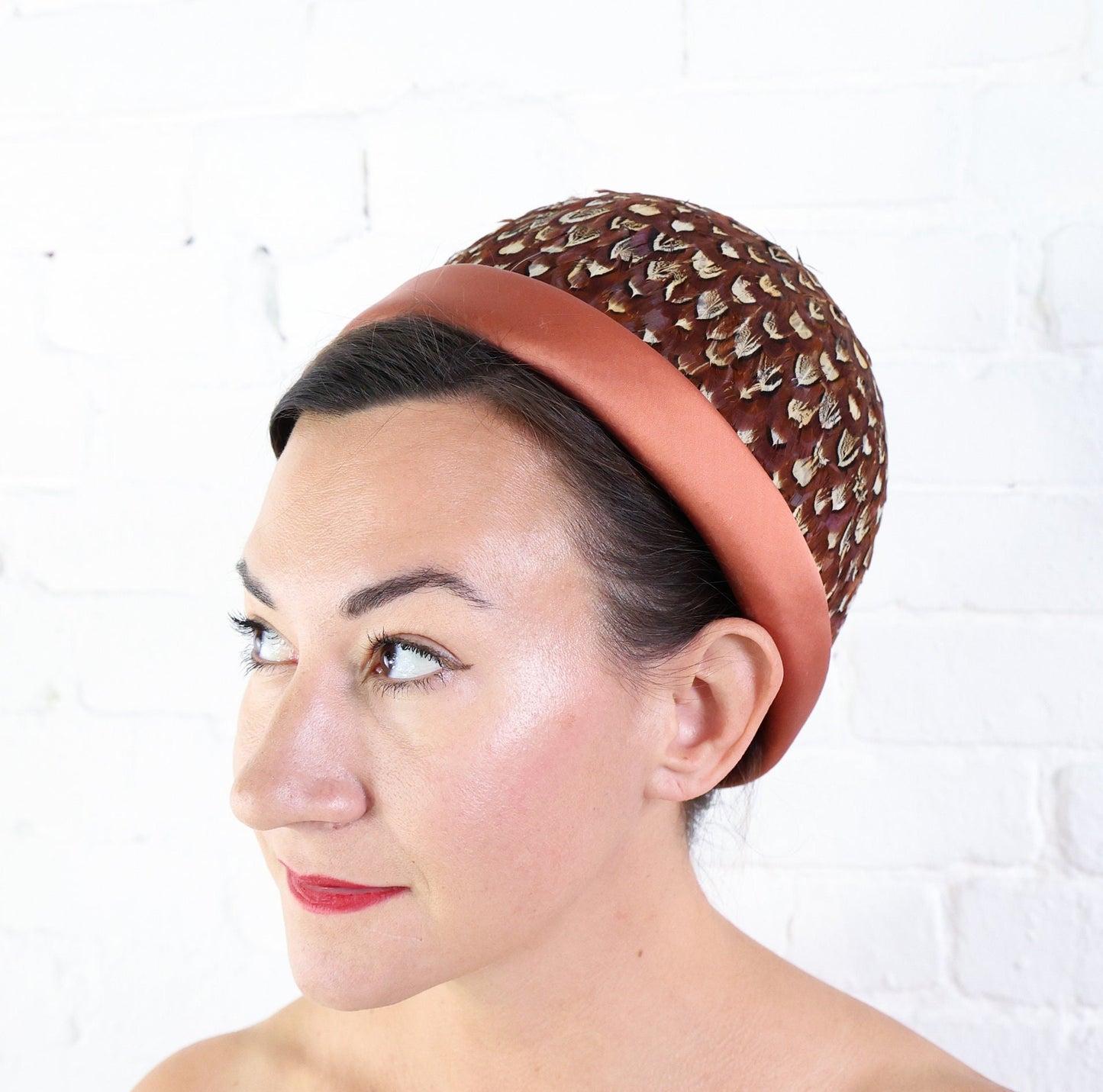1960s Copper Quail Feather Hat