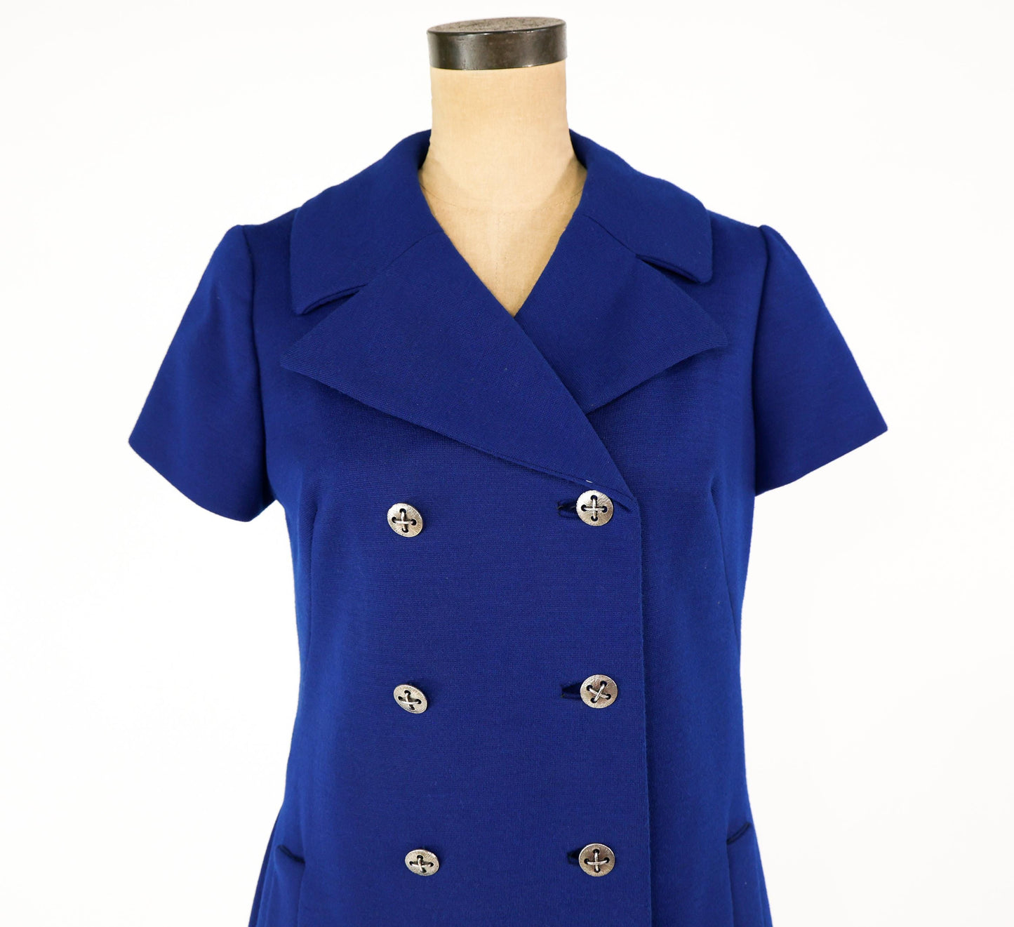 1960s Navy Blue Wool Dress | Navy Knit Shift,  Large