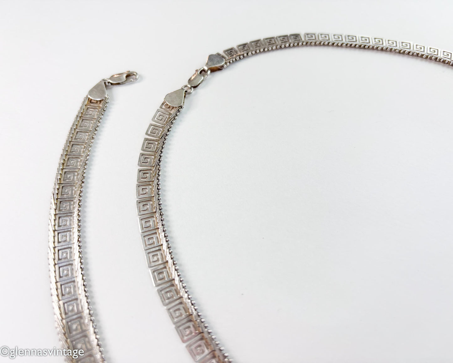 Greek Key Sterling Silver Necklace & Bracelet JewelrySet | Meander Jewelry