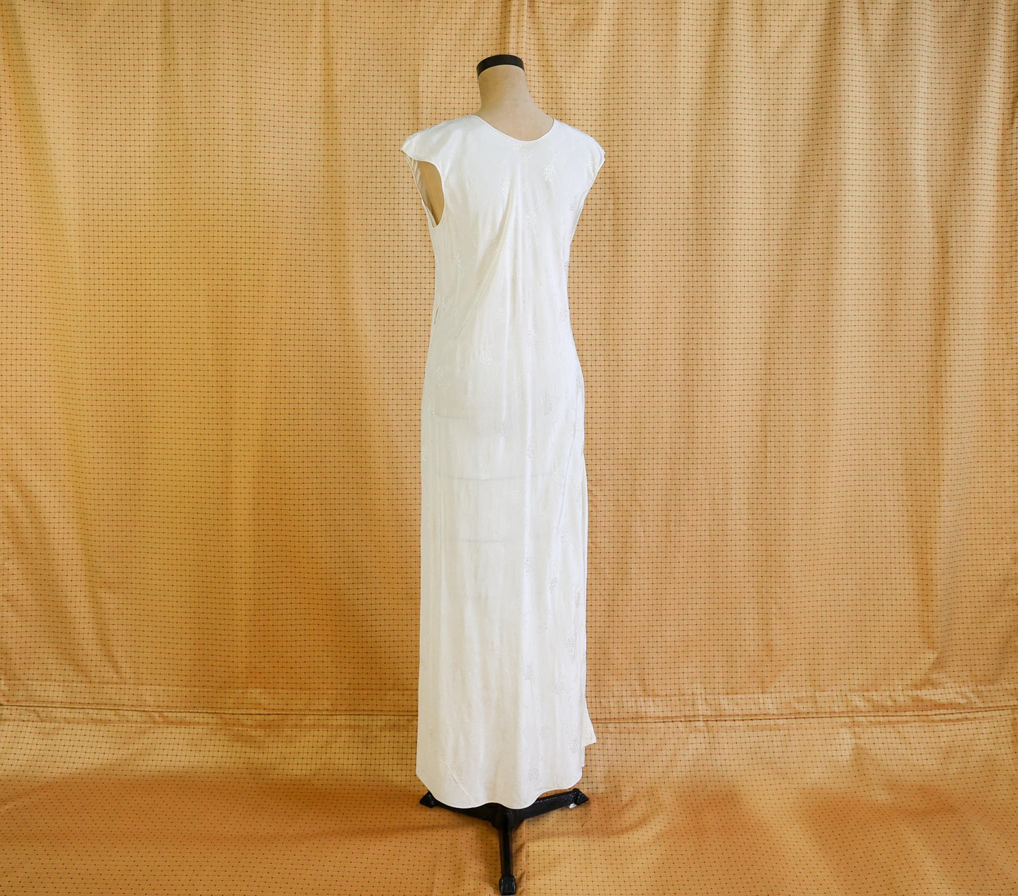 1940s Ivory Silk Nightgown, White Bias Cut Long Dress, Medium