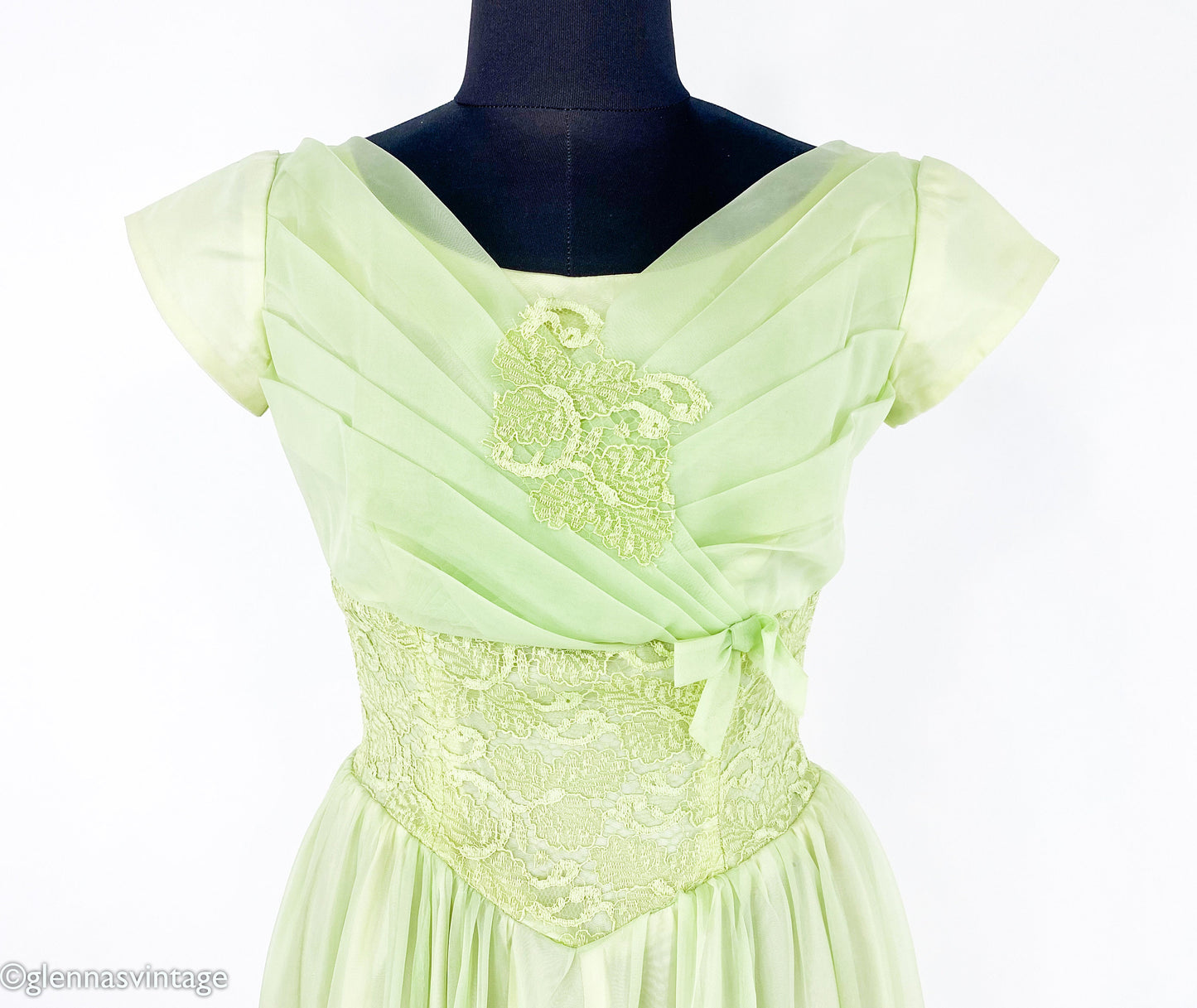 1950s Lime Green Evening Dress, Small