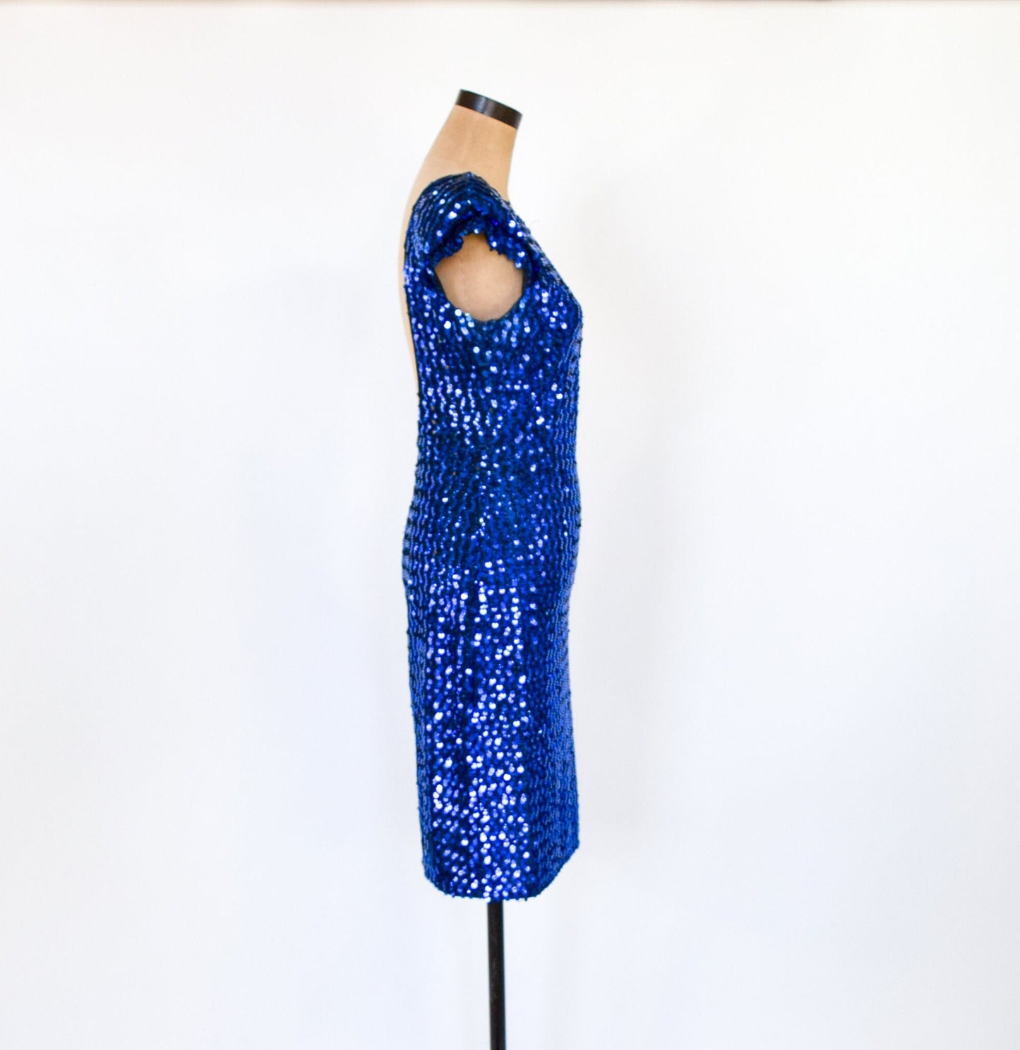 1980s Royal Blue Sequin Party Dress, Medium