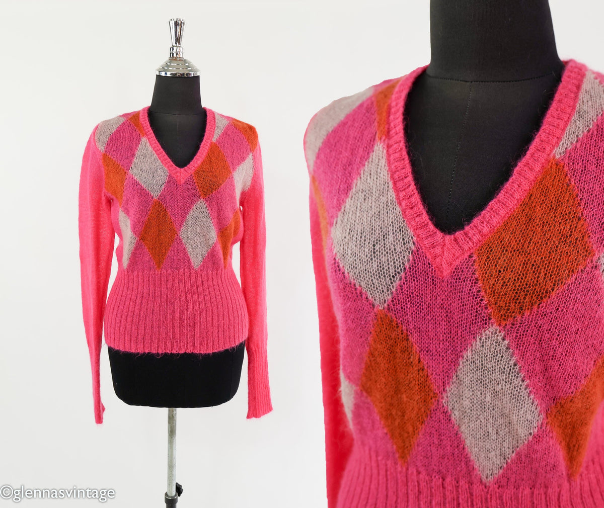 1980s Bright Pink Mohair Sweater, Medium