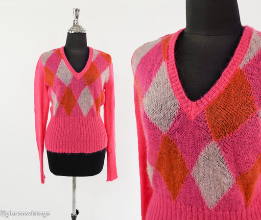 1980s Bright Pink Mohair Sweater, Medium