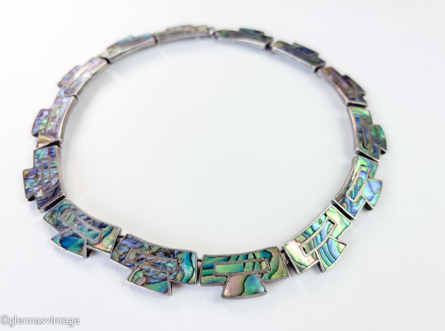 1950s Salazar Sterling Silver Abalone Collar Necklace, Mexico