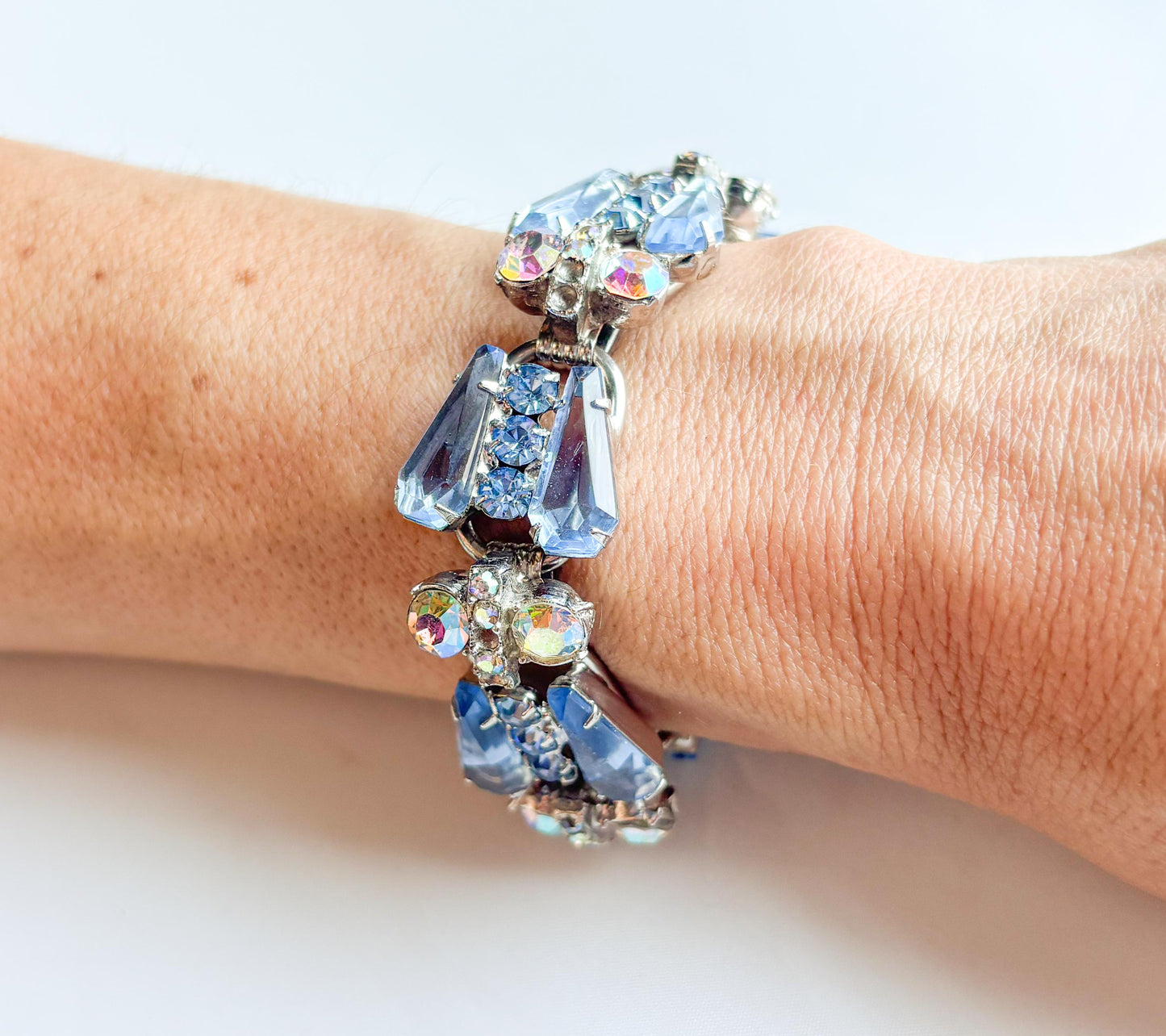 1960s Blue Rhinestone Bracelet | Evening Bracelet
